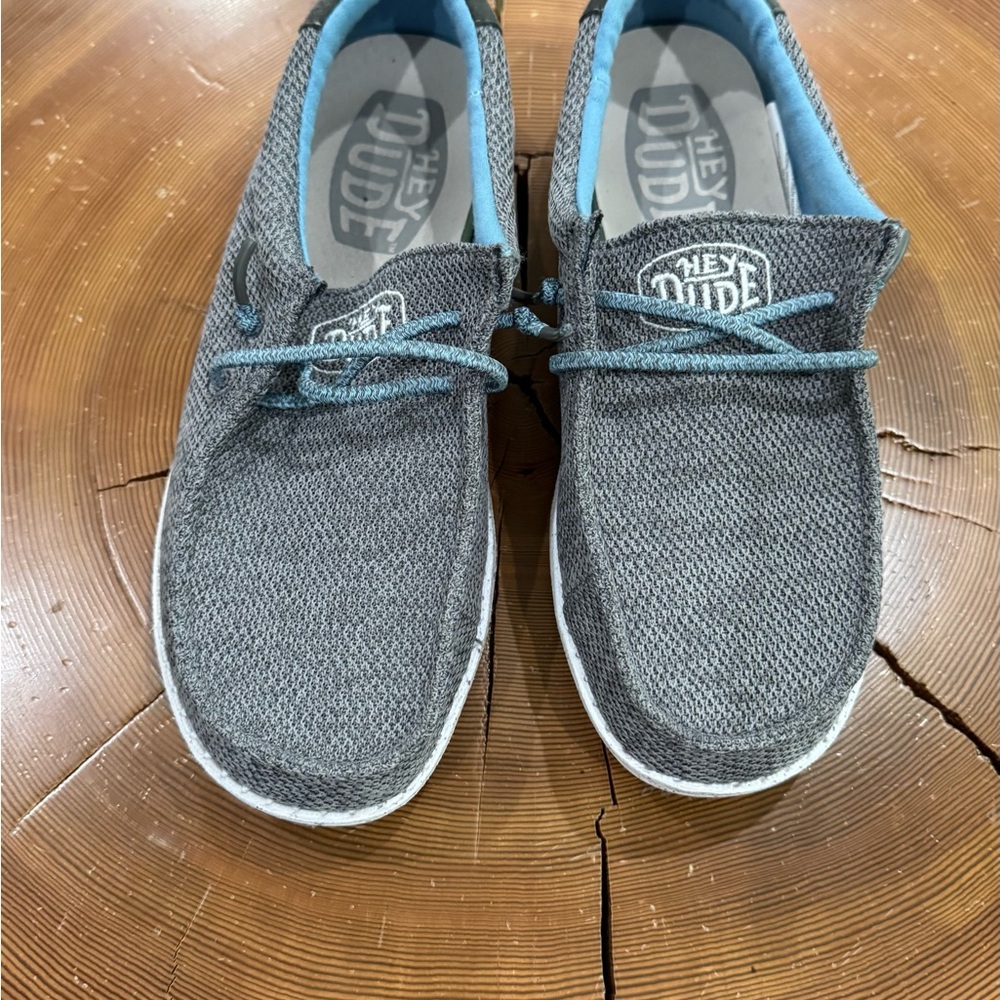 Hey Dude Gray and Blue youth slip ons
